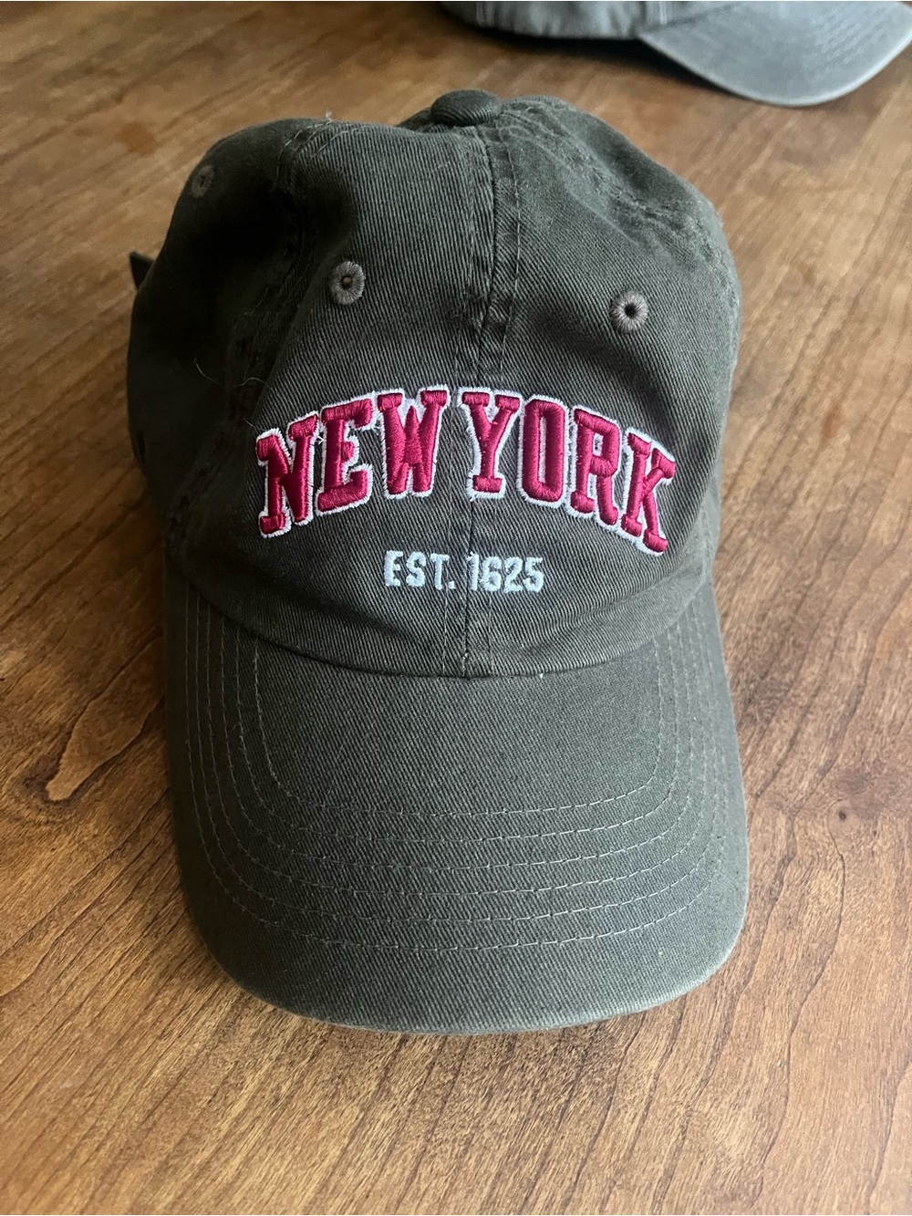 Olive Green 'New York' Embroidered Baseball Cap